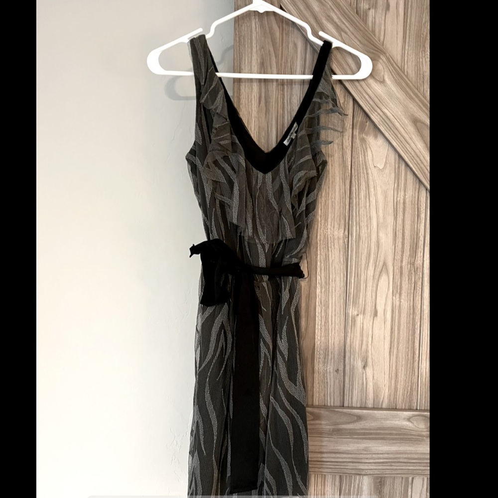 Zebra gauze belted dress
